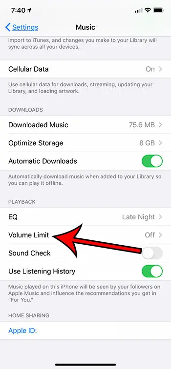 choose the Volume Limit option