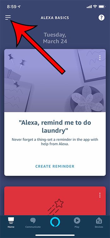 open the Alexa menu