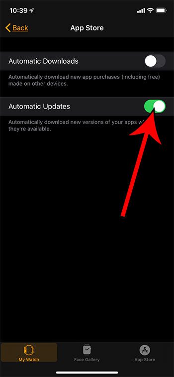 how to stop Apple Watch apps from updating automatically
