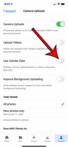 How to Stop Dropbox from Using Cellular Data for Uploads on an iPhone