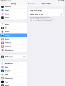 iPad Video Recording - How to Change Resolution