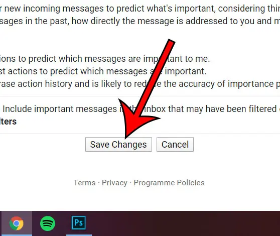 click on Save changes