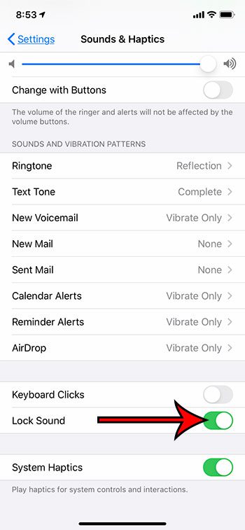 how do I get get the lock sound on my iPhone