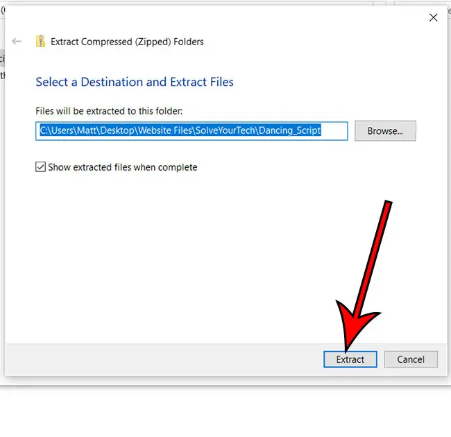 extract the zipped font file