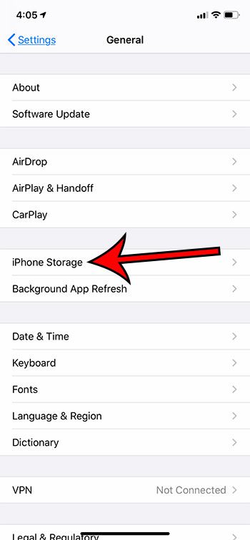 select iPhone Storage