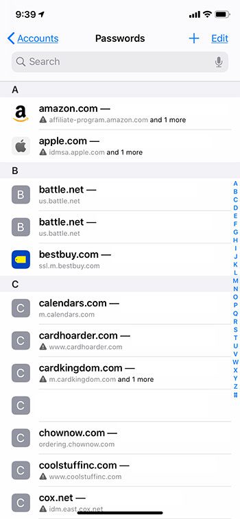 how to find saved passwords on an iPhone 11