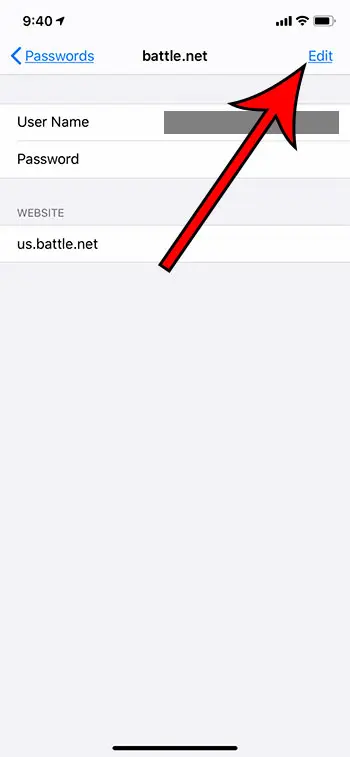 how to edit a saved password on an iPhone