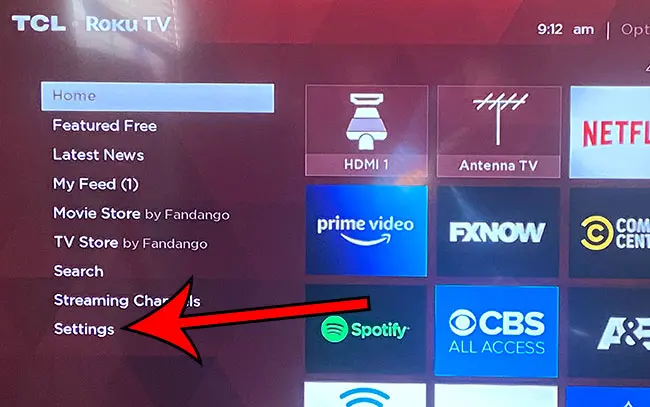 open Roku TV settings