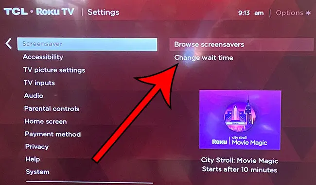 choose the Change wait time option