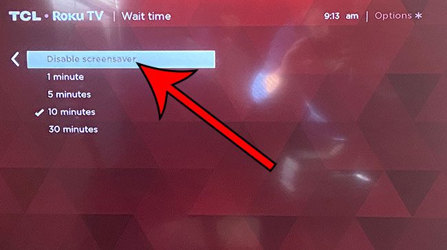 how to disable the screensaver on a Roku TV