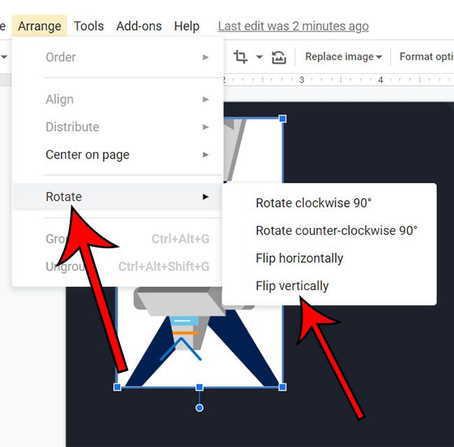 how to flip a picture vertically in Google Slides