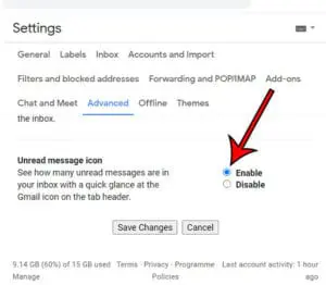 How to Enable the Unread Message Icon in Gmail