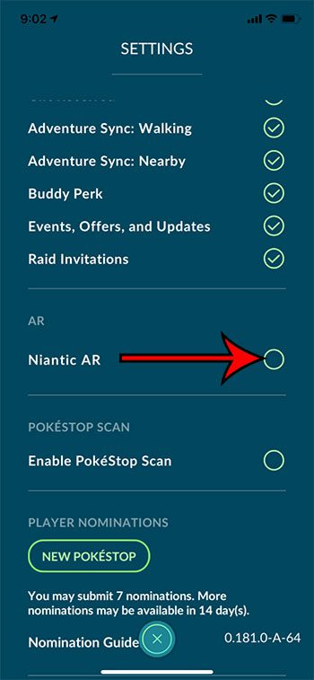 how to turn off AR in Pokemon Go on an iPhone