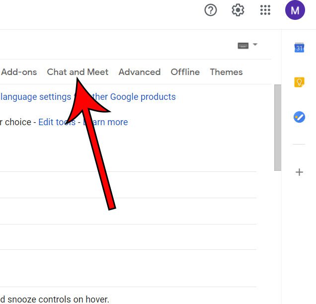choose the Chat and Meet tab