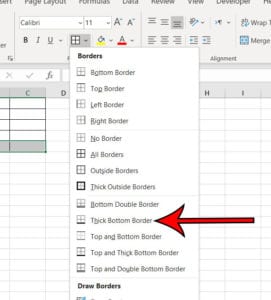 how to add a thick bottom border in Excel