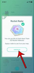 How to Unequip a Rocket Radar in Pokemon Go