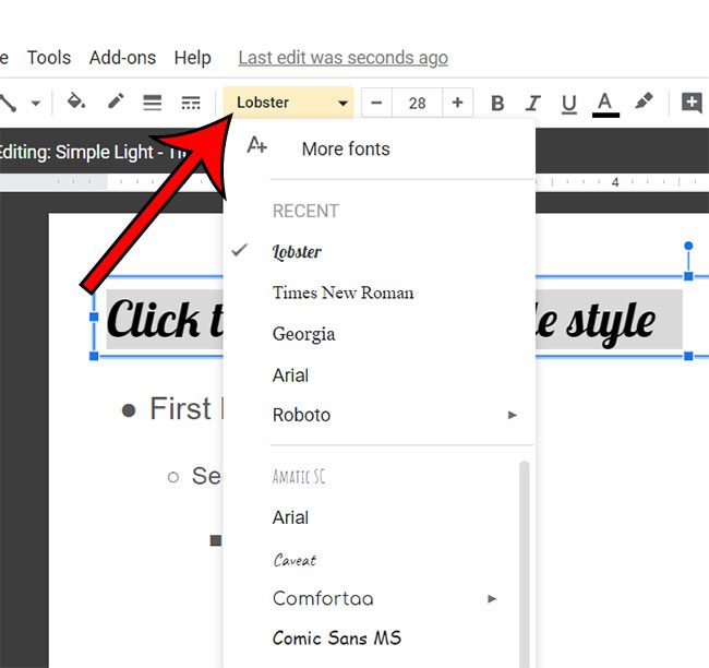 how to change the font on all slides in Google Slides