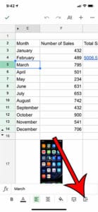 how to add a column in the Google Sheets iPhone app