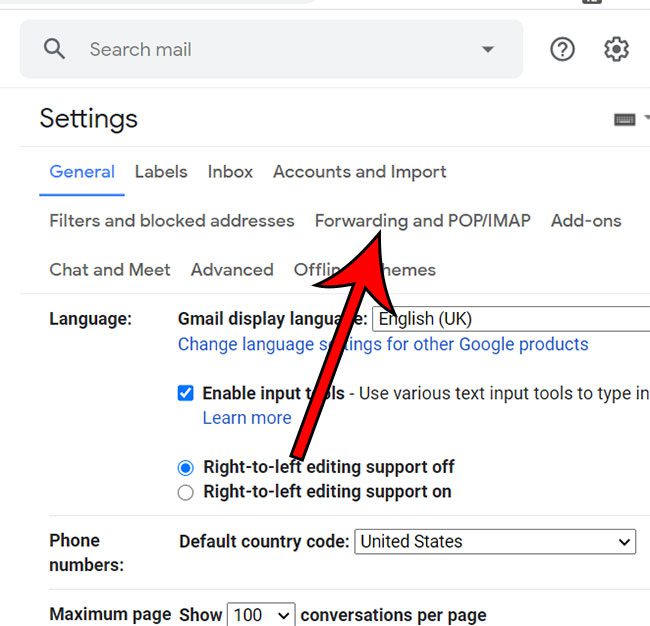 select the Forwarding and POP IMAP tab