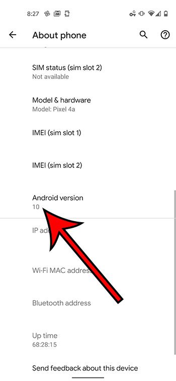 what Android version number is on my Google PIxel 4A
