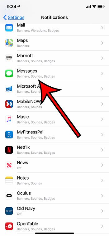 select the Messages option