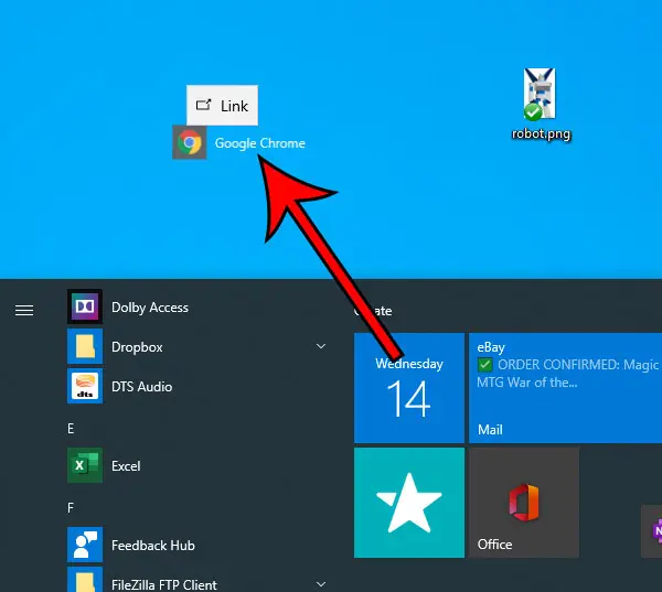 how to add Google Chrome to the desktop in Windows 10