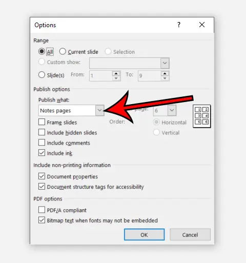how to save Powerpoint as PDF with notes