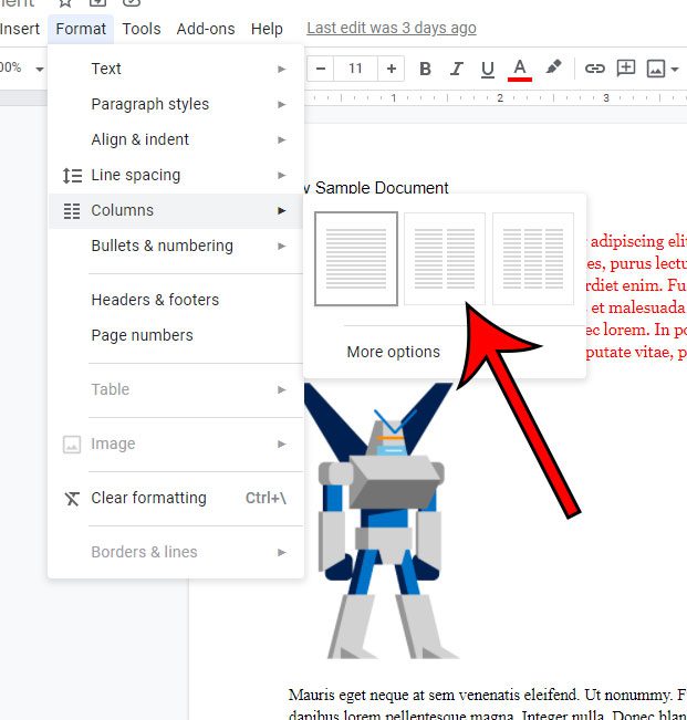 how to split a Google Doc in half