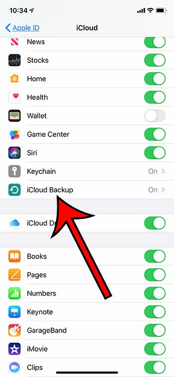select iCloud Backup