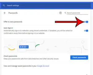 how to make Chrome remember passwords in Windows 10