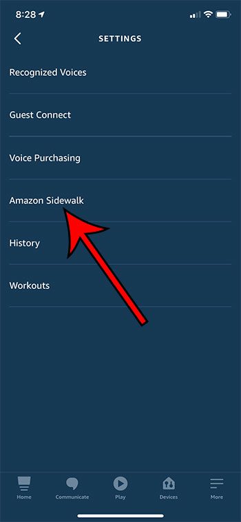 select Amazon Sidewalk