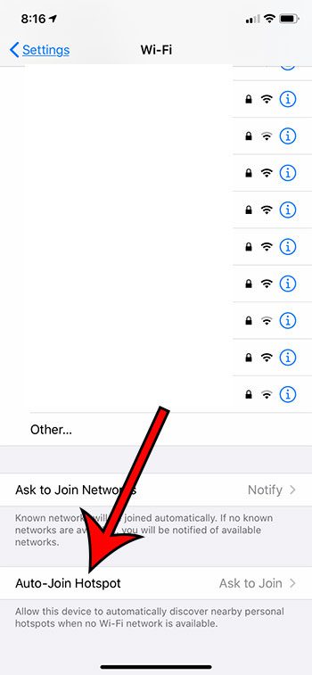 select the Auto Join Hotspot option