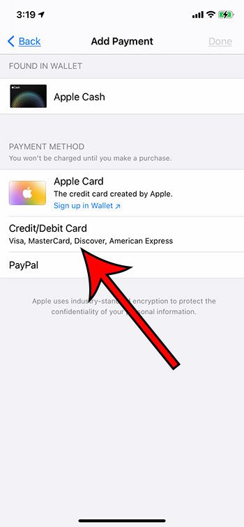 select the Credit/Debit card option