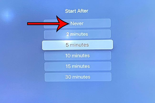 how to disable the Apple TV screen saver