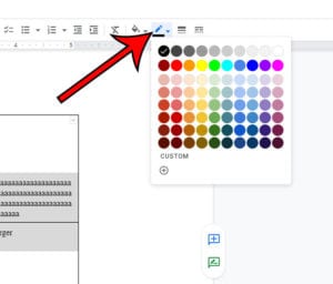 how to change Google Docs table color