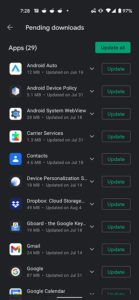 how to view and install app updates on the Google PIxel 4A