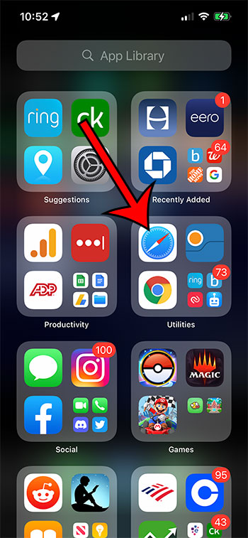 tap and hold on the Safari icon