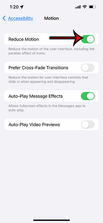 how to reduce motion iPhone 13