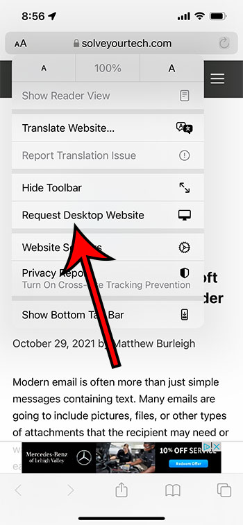 how to request desktop site on iPhone 13