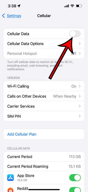 how to turn off iPhone 7 mobile data