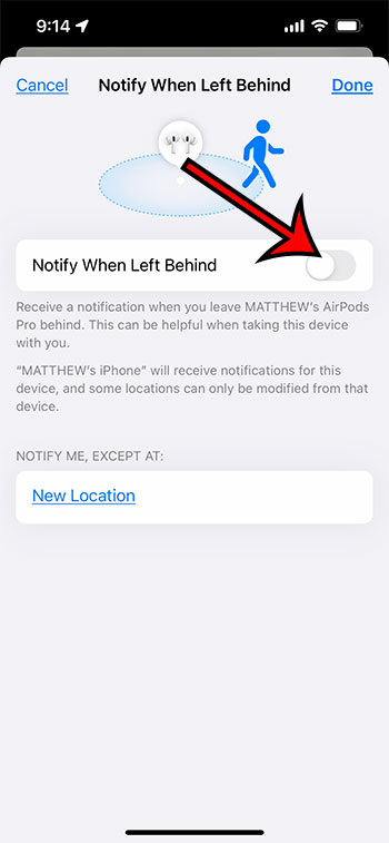 how to stop receiving the airpods left behind notification on an iPhone