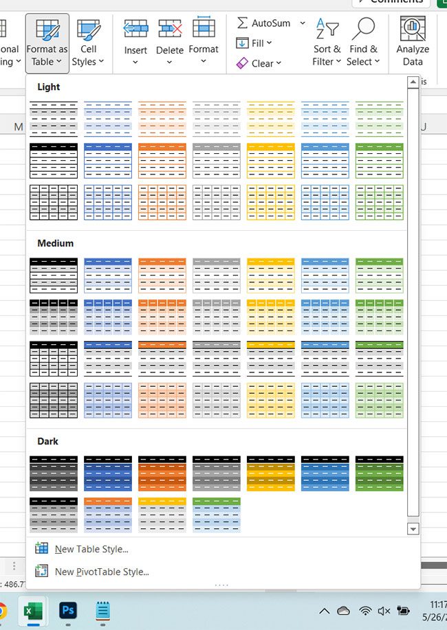 Microsoft Excel create table guide