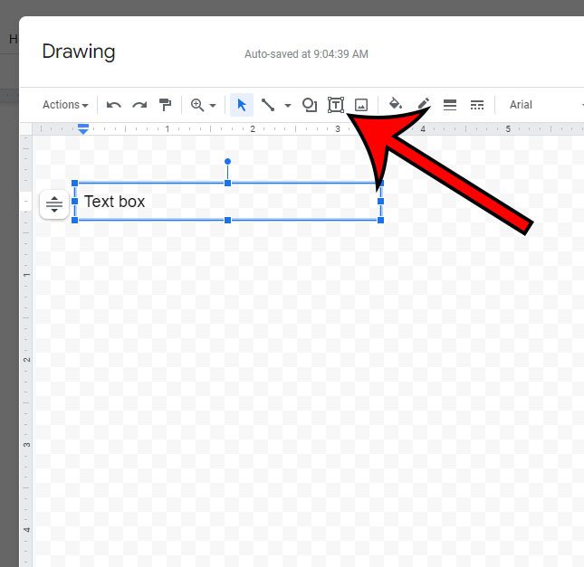 click the Text box button in the Drawing window