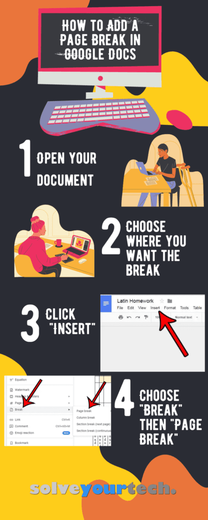 how to add a page break in Google docs Infographic