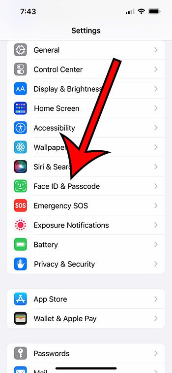tap Face ID and Passcode