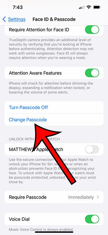how to change iPhone 11 passcode