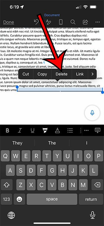 how to remove section breaks in Word on an iPhone
