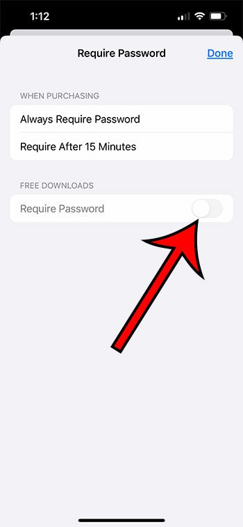 how to turn off password for App Store on iPhone