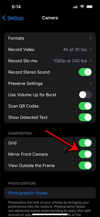 how to turn off inverted camera on iPhone 13