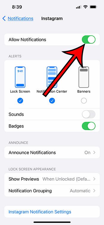how to turn on Instagram notifications on iPhone 13